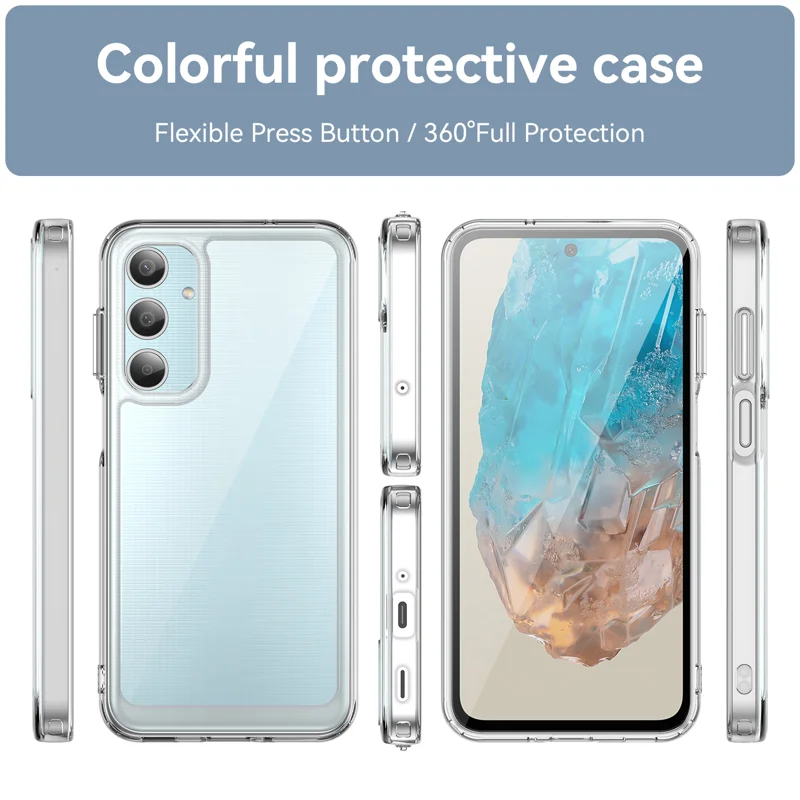 For Samsung Galaxy M35 5G Clear Phone Case WANLONFENG MF2 Series TPU Acrylic Cover with 2Pcs Tempered Glass - Transparent-Cellmalls