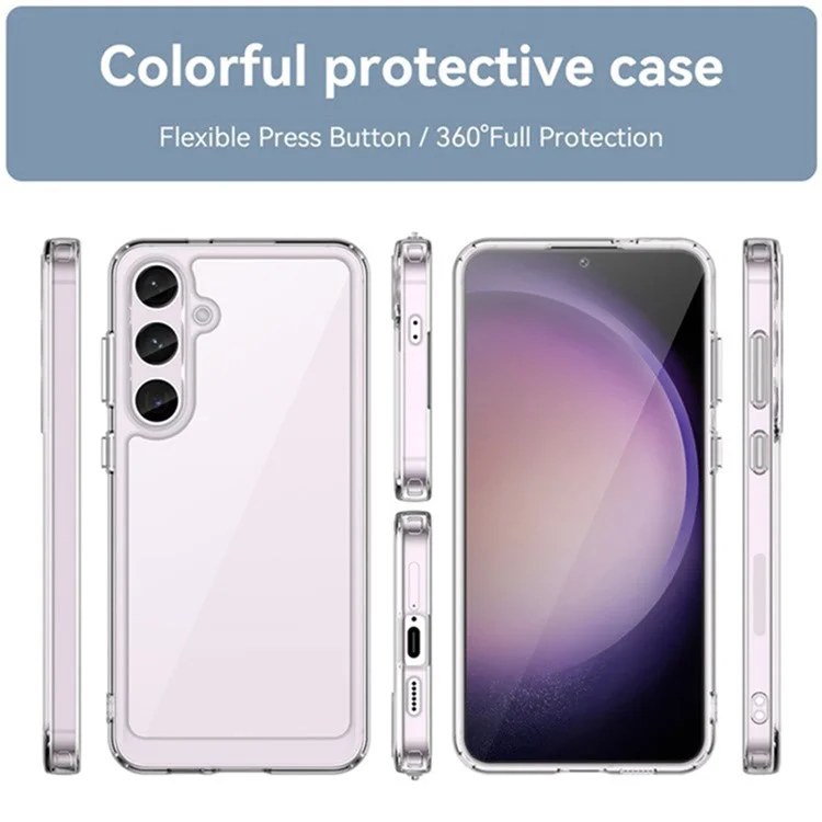 WANLONFENG MF2 Series For Samsung Galaxy S24 Case TPU Acrylic Clear Phone Cover with 2Pcs Tempered Glass Film-Cellmalls