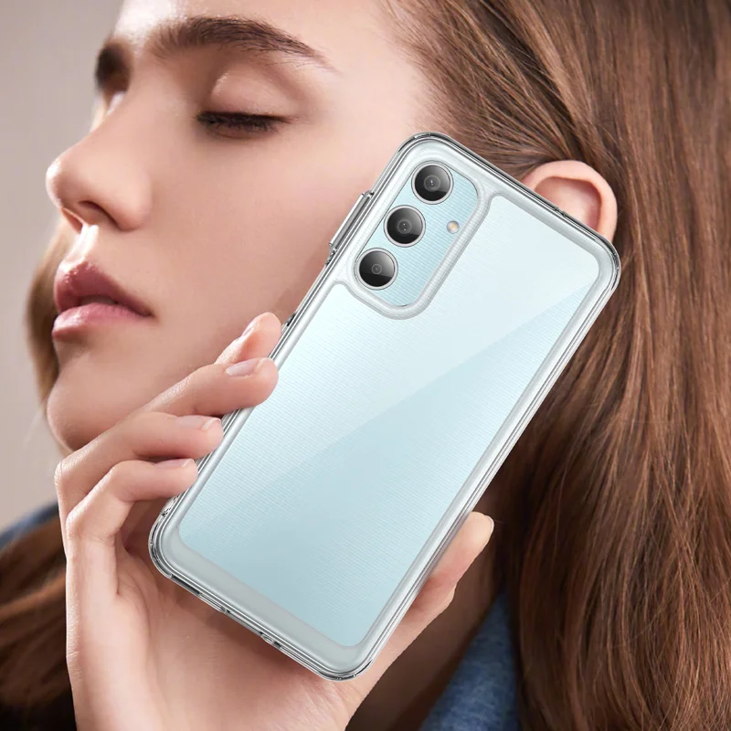 For Samsung Galaxy M35 5G Clear Phone Case WANLONFENG MF2 Series TPU Acrylic Cover with 2Pcs Tempered Glass - Transparent-Cellmalls