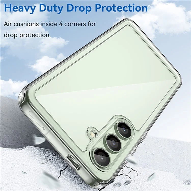 WANLONFENG MF2 Series For Samsung Galaxy S24 FE Case TPU Acrylic Clear Phone Cover with 2Pcs Tempered Glass Film-Cellmalls