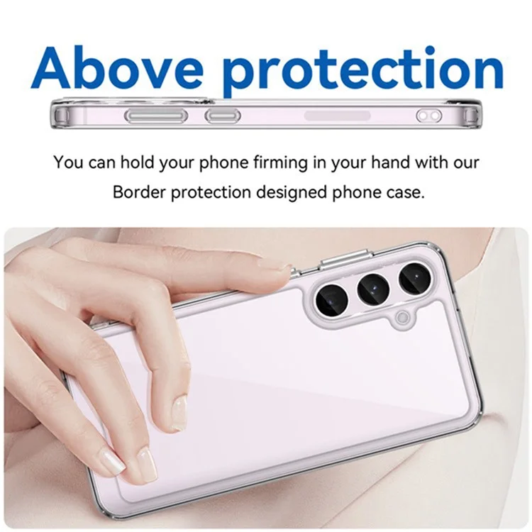 WANLONFENG MF2 Series For Samsung Galaxy S24 Case TPU Acrylic Clear Phone Cover with 2Pcs Tempered Glass Film-Cellmalls