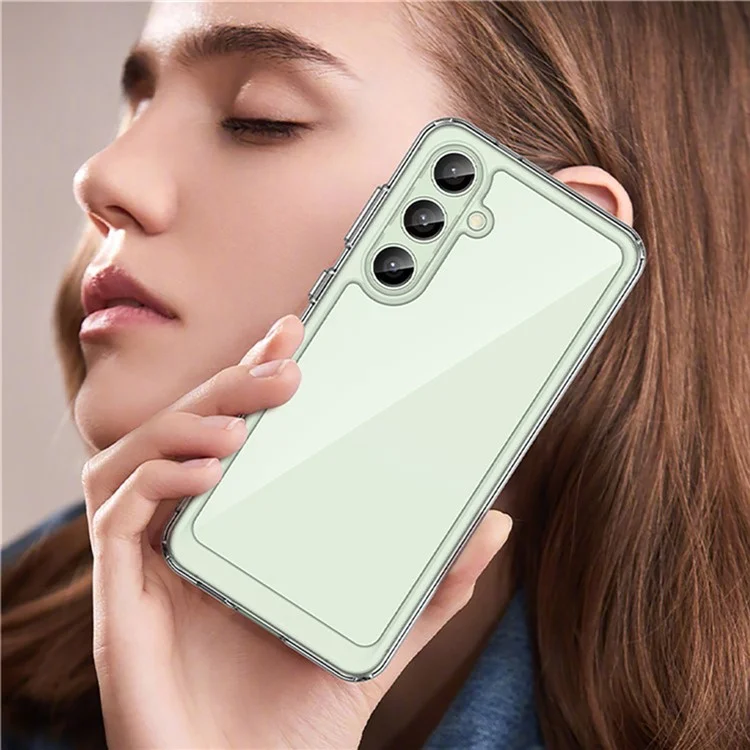 WANLONFENG MF2 Series For Samsung Galaxy S24 FE Case TPU Acrylic Clear Phone Cover with 2Pcs Tempered Glass Film-Cellmalls