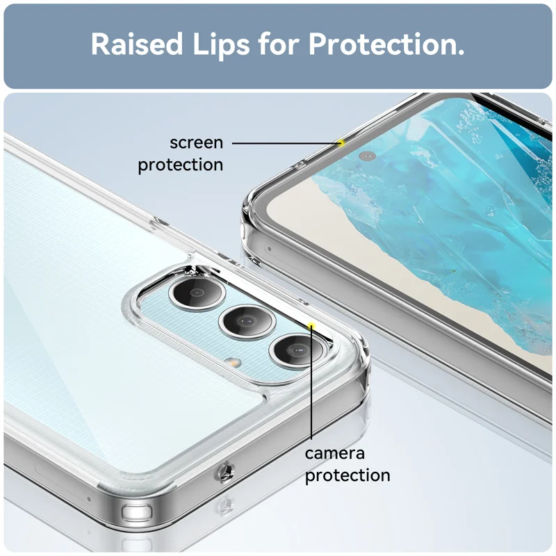 For Samsung Galaxy M35 5G Clear Phone Case WANLONFENG MF2 Series TPU Acrylic Cover with 2Pcs Tempered Glass - Transparent-Cellmalls