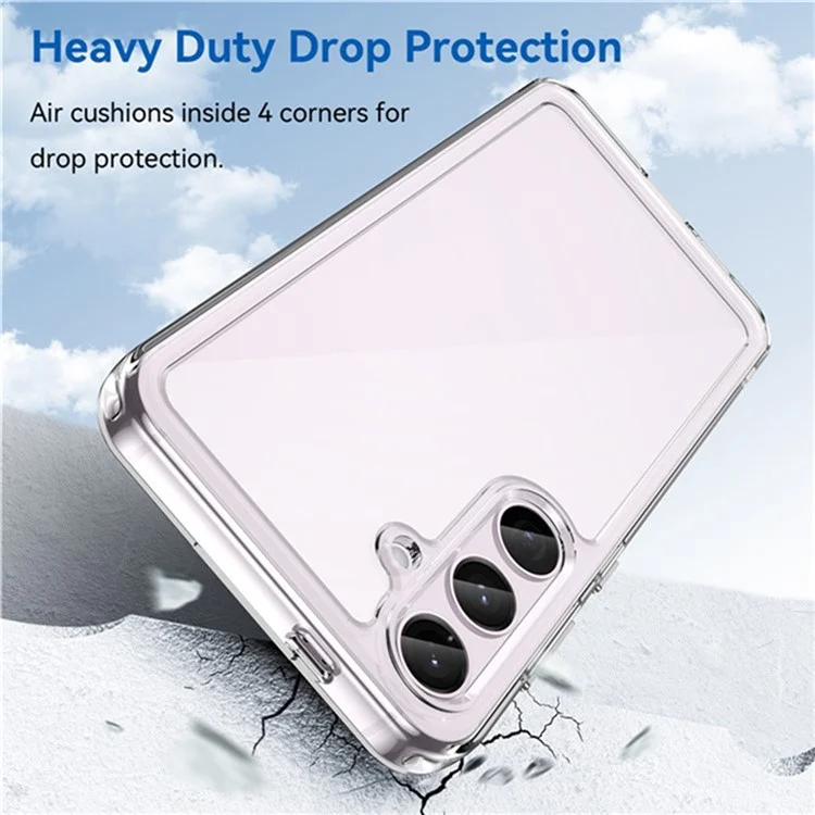 WANLONFENG MF2 Series For Samsung Galaxy S24 Case TPU Acrylic Clear Phone Cover with 2Pcs Tempered Glass Film-Cellmalls