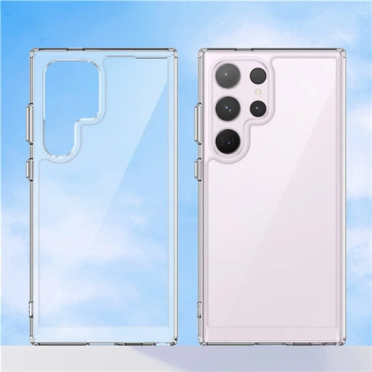 WANLONFENG MF2 Series For Samsung Galaxy S24 Ultra Case TPU Acrylic Clear Phone Cover with 2Pcs Tempered Glass Film-Cellmalls