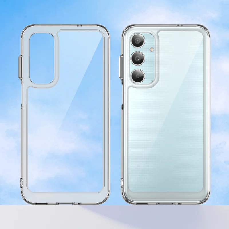 For Samsung Galaxy M35 5G Clear Phone Case WANLONFENG MF2 Series TPU Acrylic Cover with 2Pcs Tempered Glass - Transparent-Cellmalls