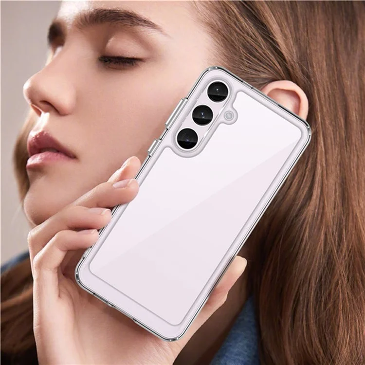 WANLONFENG MF2 Series For Samsung Galaxy S24+ Case TPU Acrylic Clear Phone Cover with 2Pcs Tempered Glass Film-Cellmalls