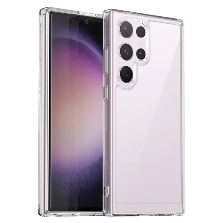 WANLONFENG MF2 Series For Samsung Galaxy S24 Ultra Case TPU Acrylic Clear Phone Cover with 2Pcs Tempered Glass Film-Cellmalls