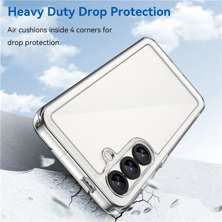 WANLONFENG MF2 Series For Samsung Galaxy S25+ Case TPU Acrylic Clear Phone Cover with 2Pcs Tempered Glass Film-Cellmalls