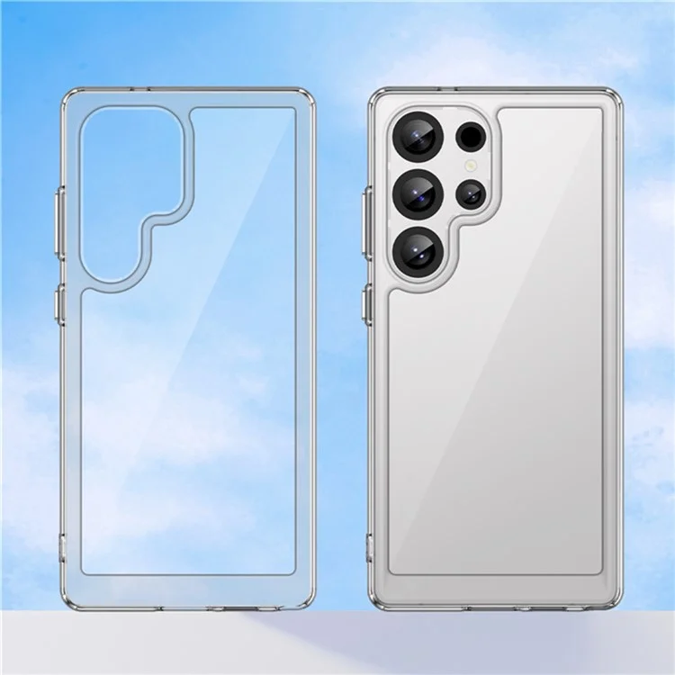 WANLONFENG MF2 Series For Samsung Galaxy S25 Ultra Case TPU Acrylic Clear Phone Cover with 2Pcs Tempered Glass Film-Cellmalls