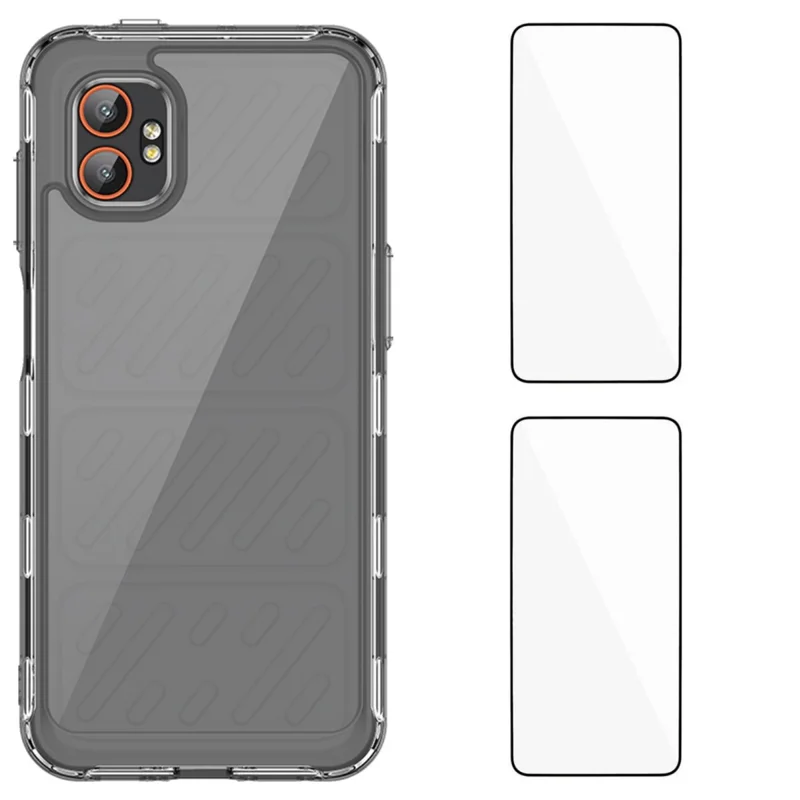 For Samsung Galaxy XCover7 Pro Clear Phone Case WANLONFENG MF2 Series TPU Acrylic Cover with 2Pcs Tempered Glass - Transparent-Cellmalls