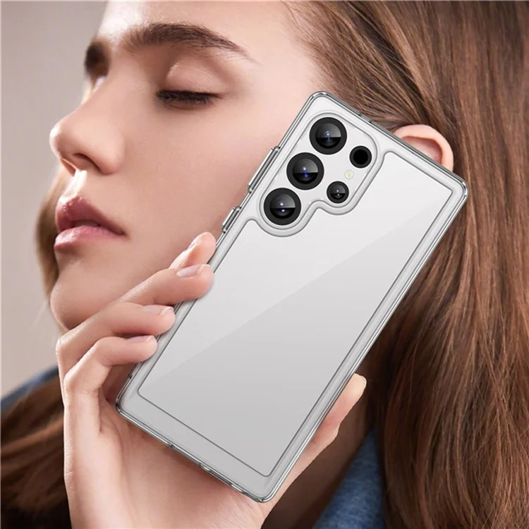 WANLONFENG MF2 Series For Samsung Galaxy S25 Ultra Case TPU Acrylic Clear Phone Cover with 2Pcs Tempered Glass Film-Cellmalls