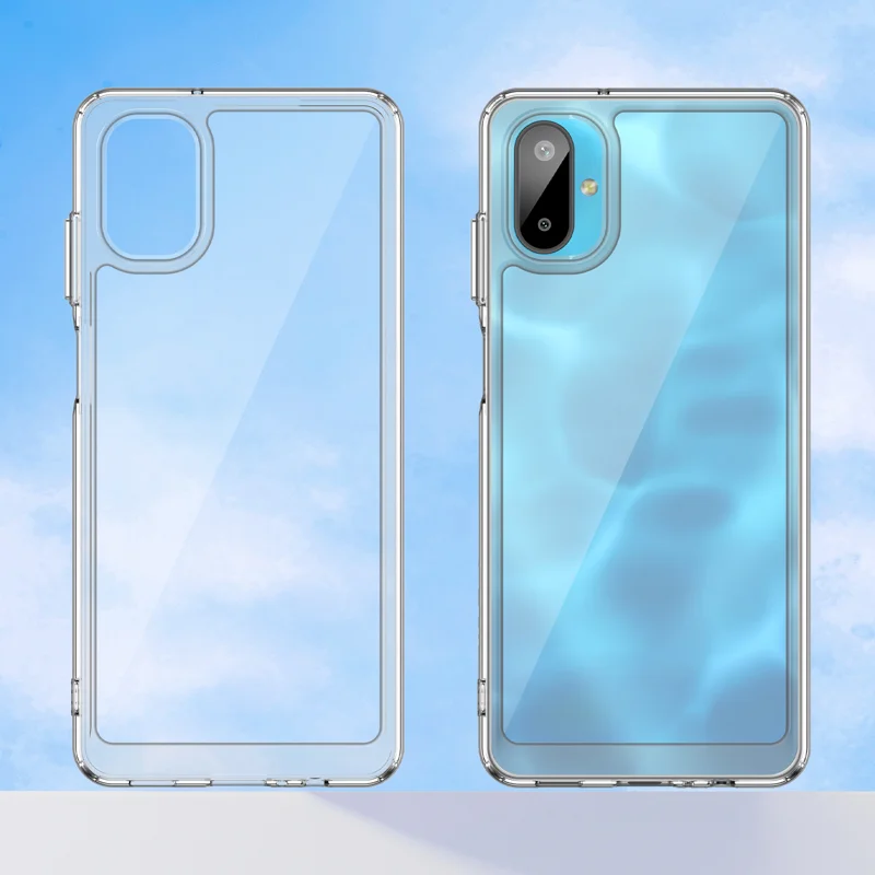 For Samsung Galaxy F06 5G Clear Phone Case WANLONFENG MF2 Series TPU Acrylic Cover with 2Pcs Tempered Glass - Transparent-Cellmalls