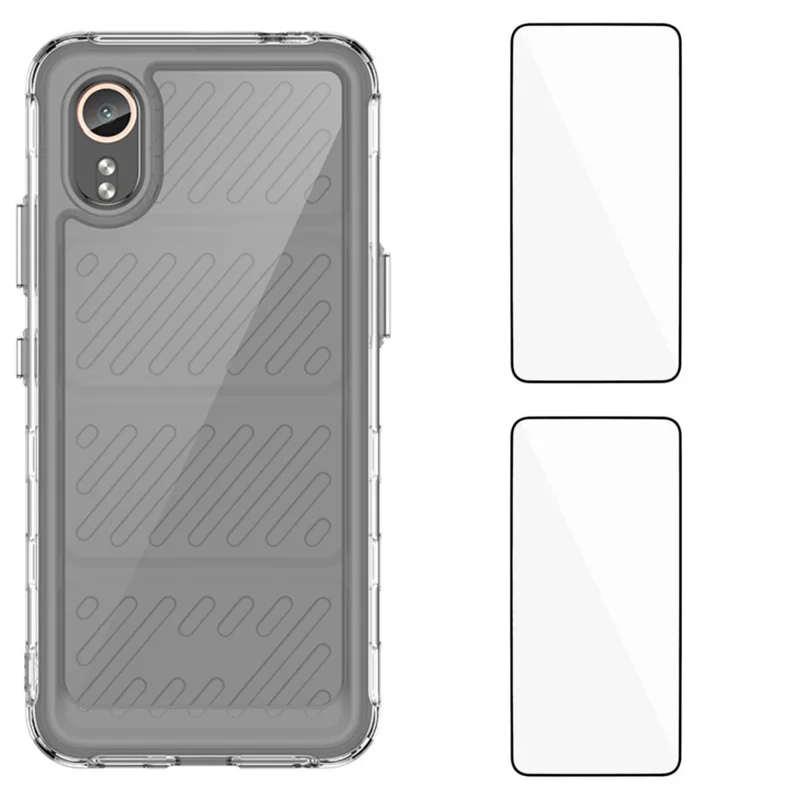 For Samsung Galaxy Xcover7 Clear Phone Case WANLONFENG MF2 Series TPU Acrylic Cover with 2Pcs Tempered Glass - Transparent-Cellmalls