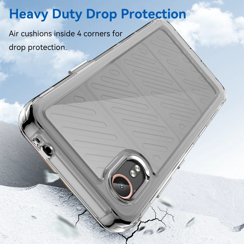 For Samsung Galaxy Xcover7 Clear Phone Case WANLONFENG MF2 Series TPU Acrylic Cover with 2Pcs Tempered Glass - Transparent-Cellmalls