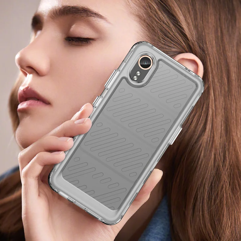 For Samsung Galaxy Xcover7 Clear Phone Case WANLONFENG MF2 Series TPU Acrylic Cover with 2Pcs Tempered Glass - Transparent-Cellmalls