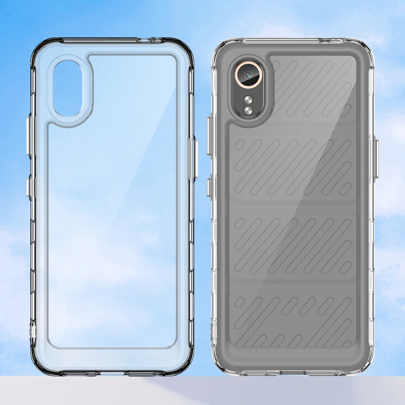 For Samsung Galaxy Xcover7 Clear Phone Case WANLONFENG MF2 Series TPU Acrylic Cover with 2Pcs Tempered Glass - Transparent-Cellmalls