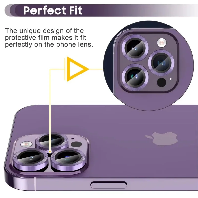 For iPhone 13 Pro 6.1 inch / iPhone 13 Pro Max 6.7 inch Camera Lens Protector WANLONFENG Metal CD Texture Tempered Glass Lens Film - Black-Cellmalls