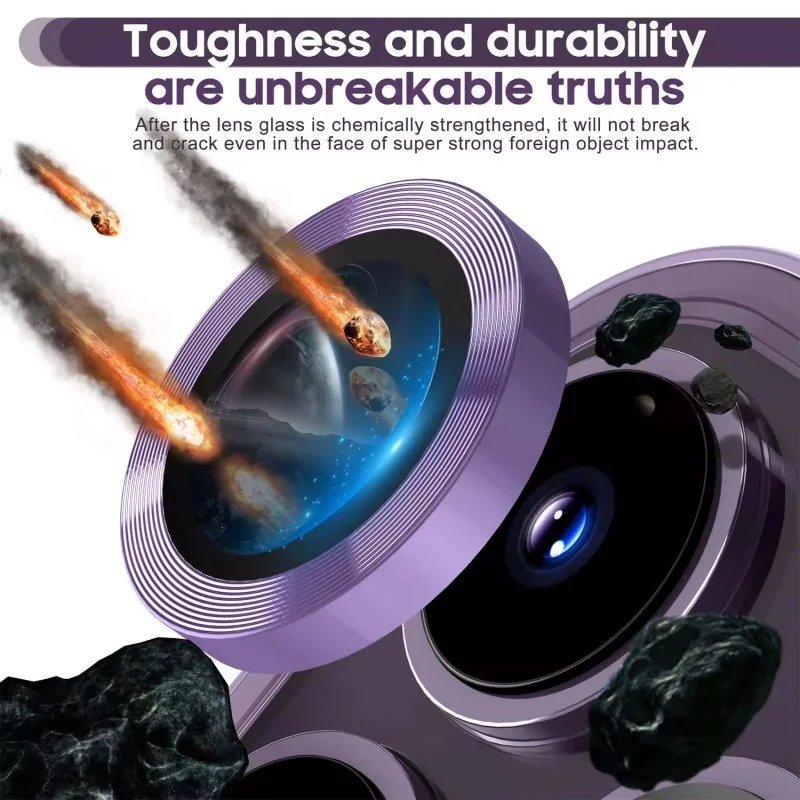 For iPhone 15 Pro / iPhone 15 Pro Max Camera Lens Protector WANLONFENG Metal CD Texture Tempered Glass Lens Film - Black-Cellmalls