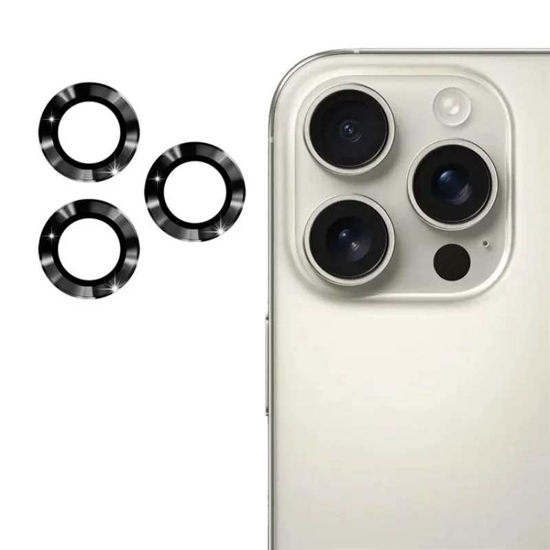 For iPhone 14 Pro / iPhone 14 Pro Max Camera Lens Protector WANLONFENG Metal CD Texture Tempered Glass Lens Film - Black-Cellmalls
