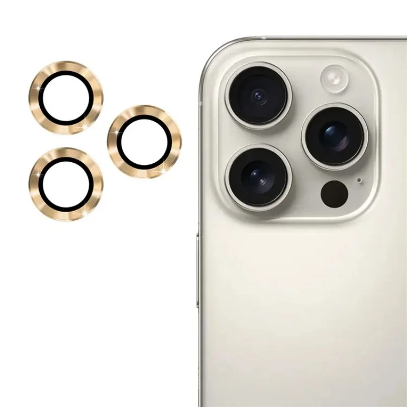 For iPhone 15 Pro / iPhone 15 Pro Max Camera Lens Protector WANLONFENG Metal CD Texture Tempered Glass Lens Film - Black-Cellmalls