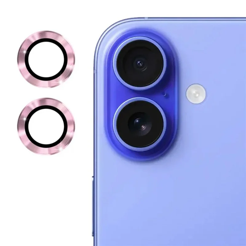 For iPhone 16 / iPhone 16 Plus Camera Lens Protector WANLONFENG Metal CD Texture Tempered Glass Lens Film - Black-Cellmalls