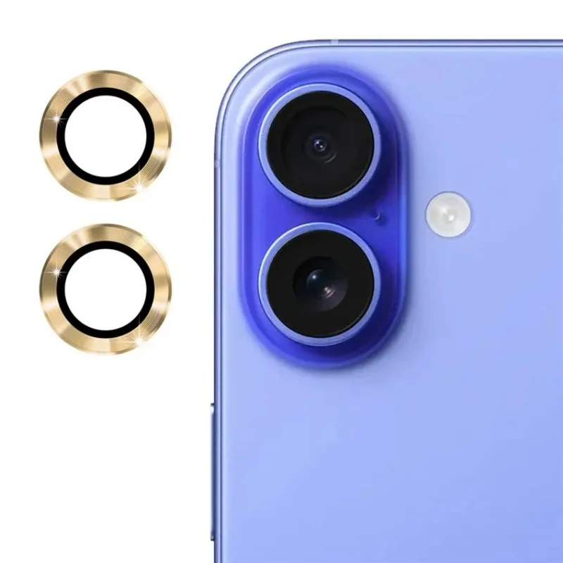 For iPhone 16 / iPhone 16 Plus Camera Lens Protector WANLONFENG Metal CD Texture Tempered Glass Lens Film - Black-Cellmalls