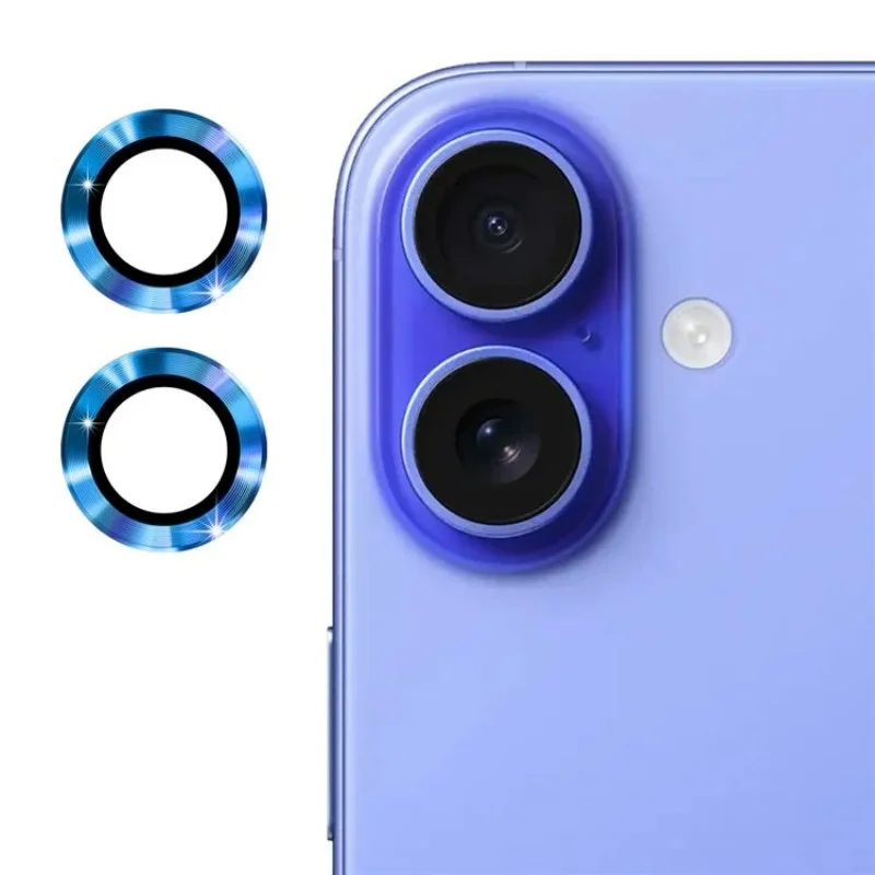 For iPhone 16 / iPhone 16 Plus Camera Lens Protector WANLONFENG Metal CD Texture Tempered Glass Lens Film - Black-Cellmalls