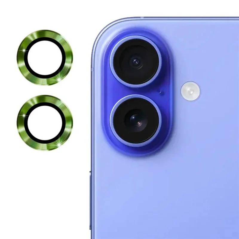 For iPhone 16 / iPhone 16 Plus Camera Lens Protector WANLONFENG Metal CD Texture Tempered Glass Lens Film - Black-Cellmalls
