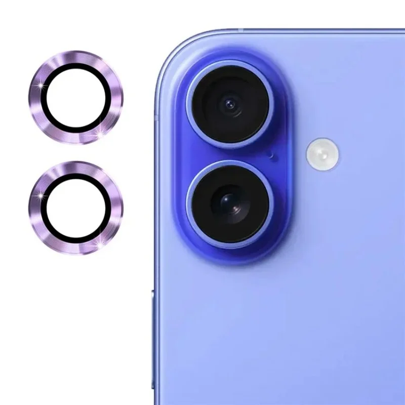 For iPhone 16 / iPhone 16 Plus Camera Lens Protector WANLONFENG Metal CD Texture Tempered Glass Lens Film - Black-Cellmalls