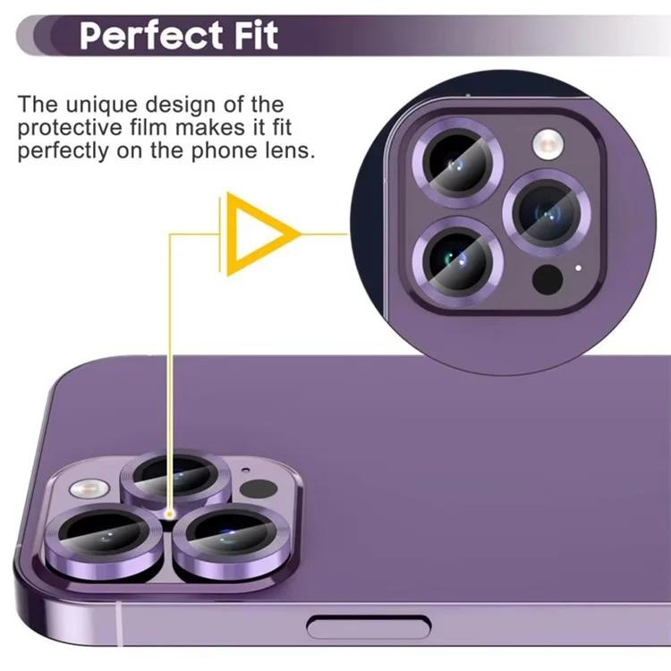 WANLONFENG For iPhone 16 Pro Max  /  16 Pro Camera Lens Protector Metal CD Texture Tempered Glass Lens Film - Dark Purple-Cellmalls