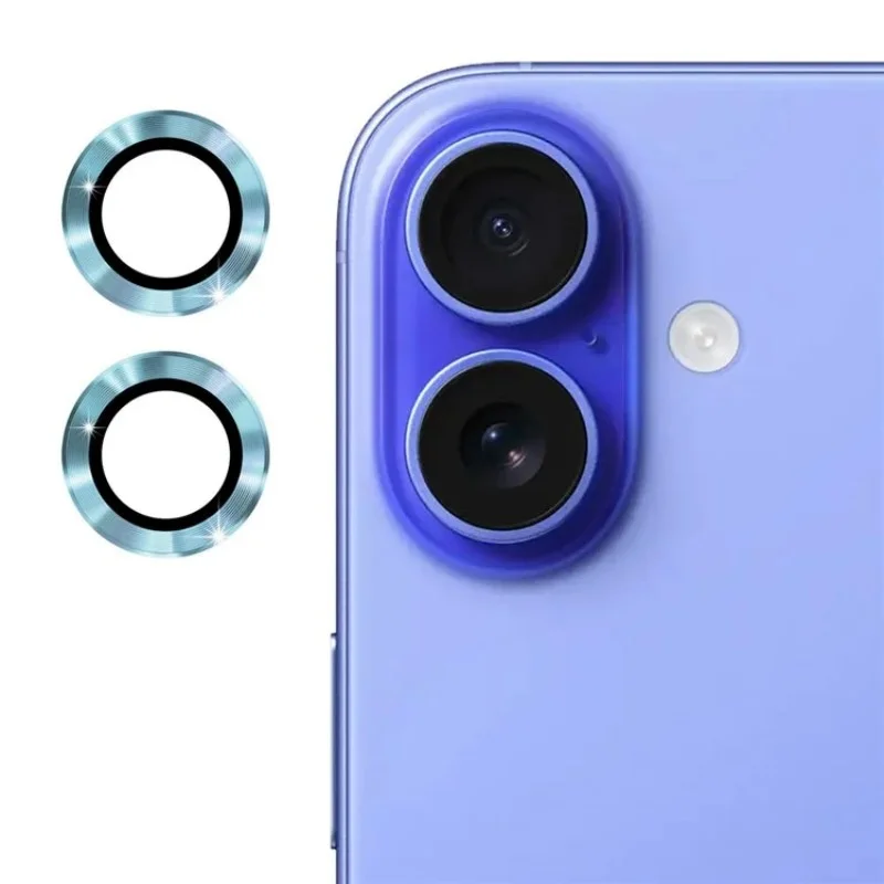 For iPhone 16 / iPhone 16 Plus Camera Lens Protector WANLONFENG Metal CD Texture Tempered Glass Lens Film - Black-Cellmalls