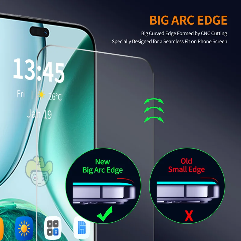 For Honor X8c 4G 2Pcs Screen Protector ENKAY HAT PRINCE 9H Clear High Aluminum-Silicon Glass Film - Transparent-Cellmalls