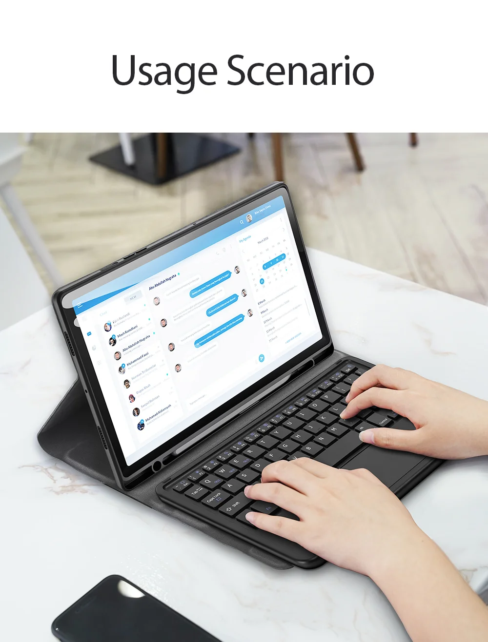 DUX DUCIS For Samsung Galaxy Tab A8 10.5 (2021) / (2022) Slim Leather Cover Anti-drop Stand Case with Detachable Bluetooth-compatible Keyboard-Cellmalls