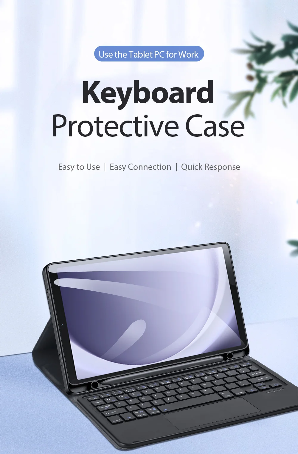 DUX DUCIS For Samsung Galaxy Tab A9+ Case PU Leather Tablet Cover with Touchpad Bluetooth-Compatible Keyboard-Cellmalls