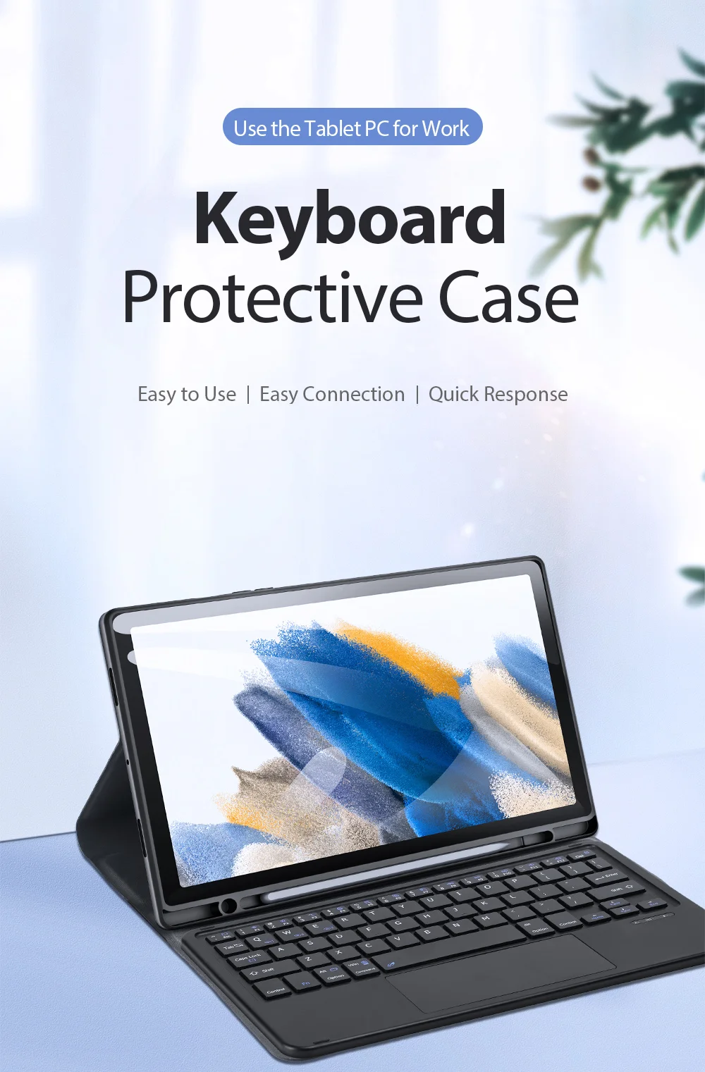 DUX DUCIS For Samsung Galaxy Tab A8 10.5 (2021) / (2022) Slim Leather Cover Anti-drop Stand Case with Detachable Bluetooth-compatible Keyboard-Cellmalls