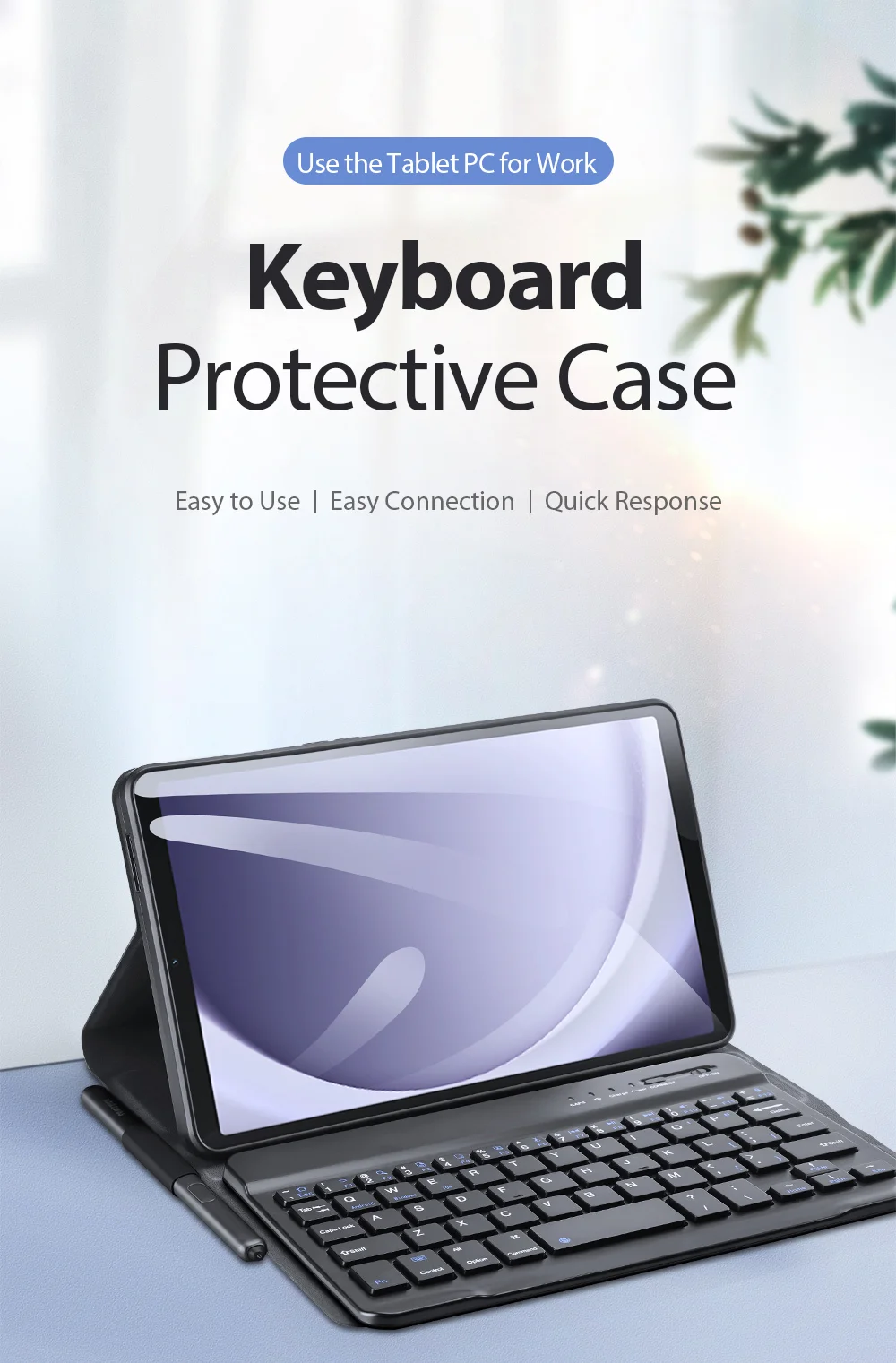 DUX DUCIS For Samsung Galaxy Tab A9 Bluetooth-compatible Keyboard with PU Leather Tablet Case-Cellmalls