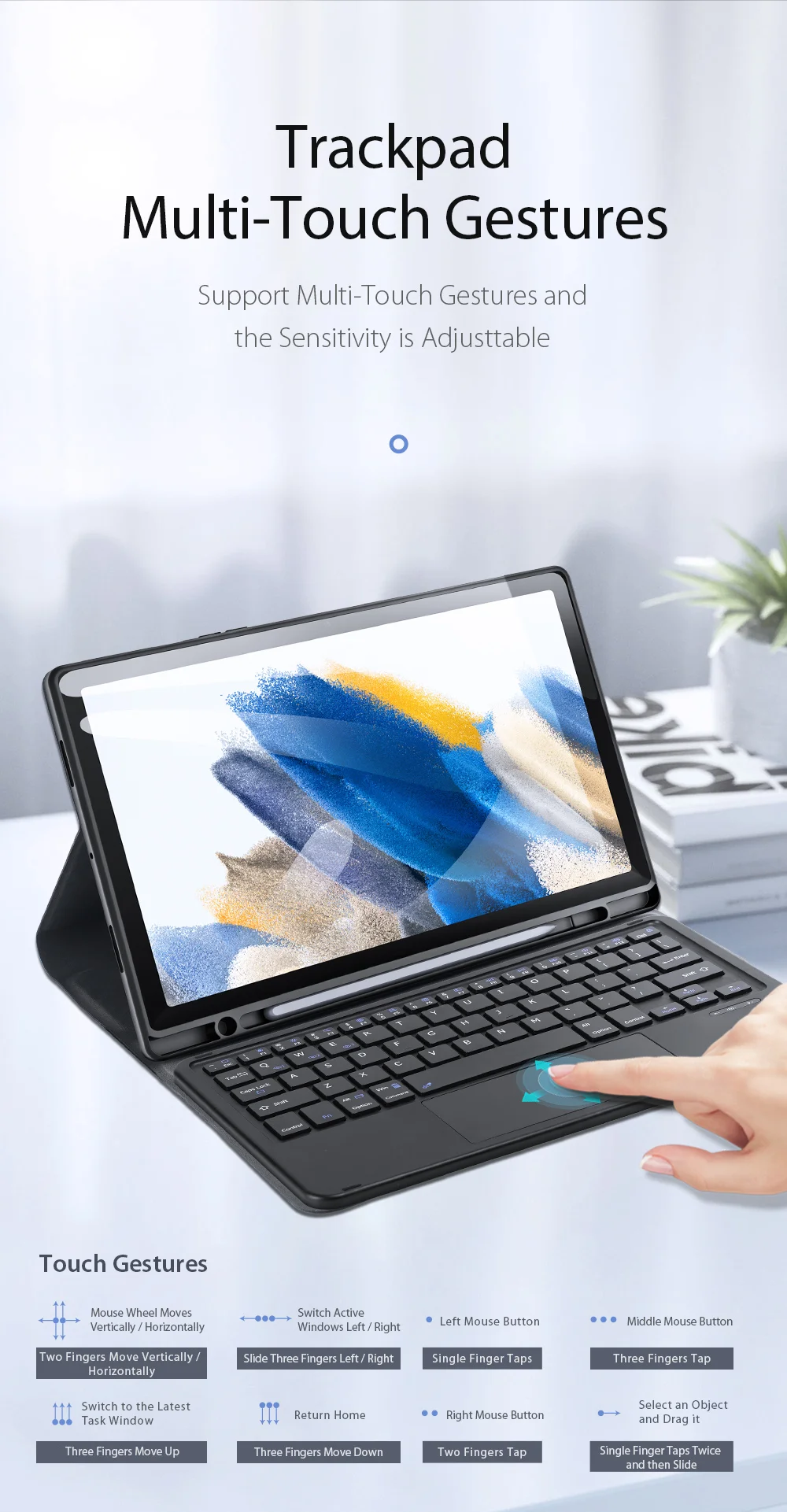 DUX DUCIS For Samsung Galaxy Tab A8 10.5 (2021) / (2022) Slim Leather Cover Anti-drop Stand Case with Detachable Bluetooth-compatible Keyboard-Cellmalls