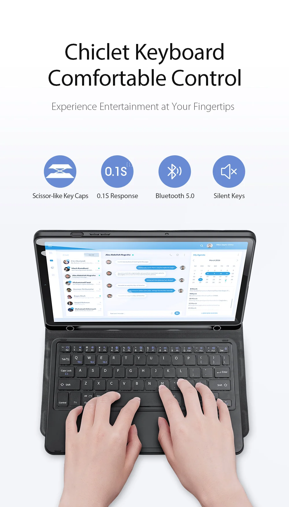 DUX DUCIS For Samsung Galaxy Tab A9+ Case PU Leather Tablet Cover with Touchpad Bluetooth-Compatible Keyboard-Cellmalls