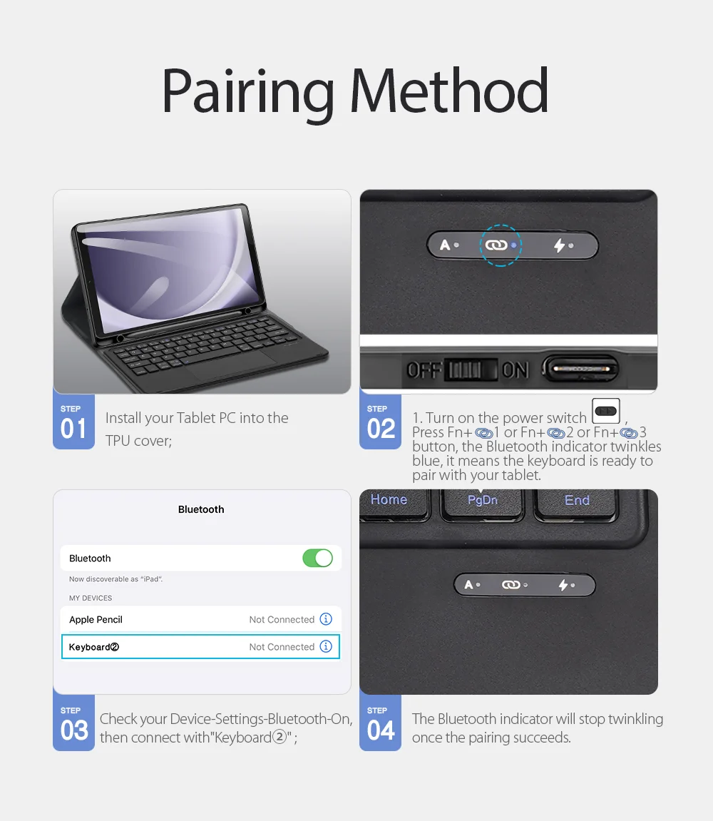 DUX DUCIS For Samsung Galaxy Tab A9+ Case PU Leather Tablet Cover with Touchpad Bluetooth-Compatible Keyboard-Cellmalls