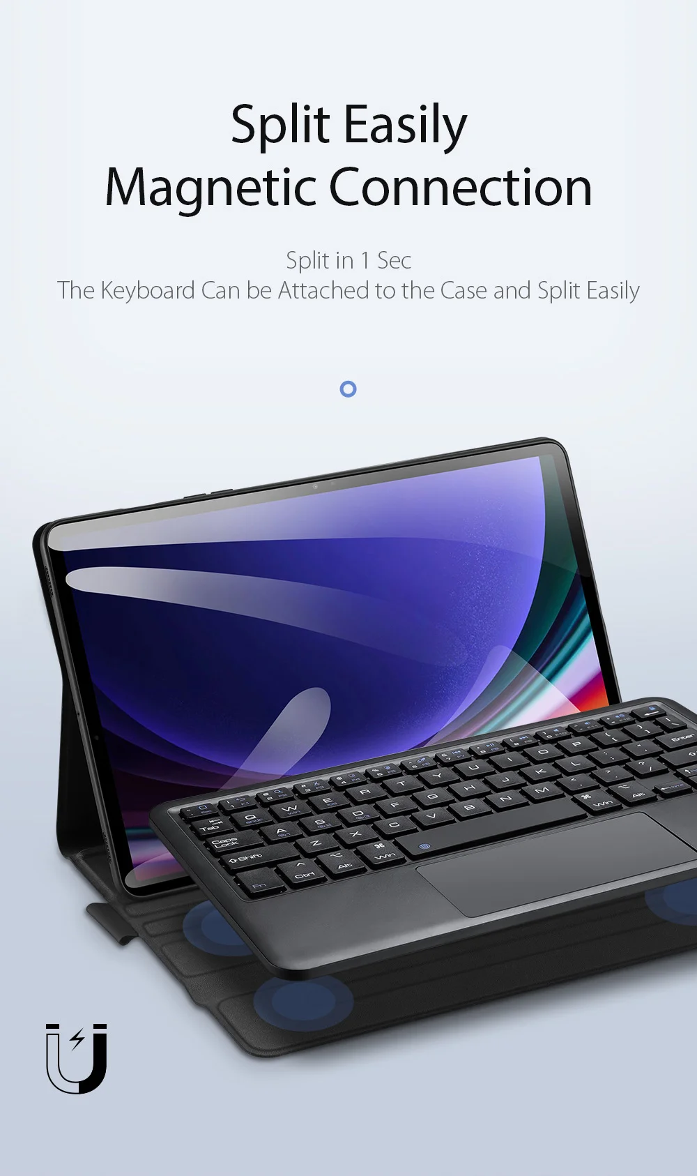 DUX DUCIS For Samsung Galaxy S10 FE / Tab S10 FE / Tab S9 / S9 FE PU Leather Stand Tablet Case with Touchpad Detachable Keyboard-Cellmalls