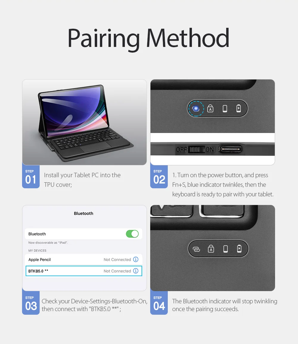 DUX DUCIS For Samsung Galaxy S10 FE / Tab S10 FE / Tab S9 / S9 FE PU Leather Stand Tablet Case with Touchpad Detachable Keyboard-Cellmalls