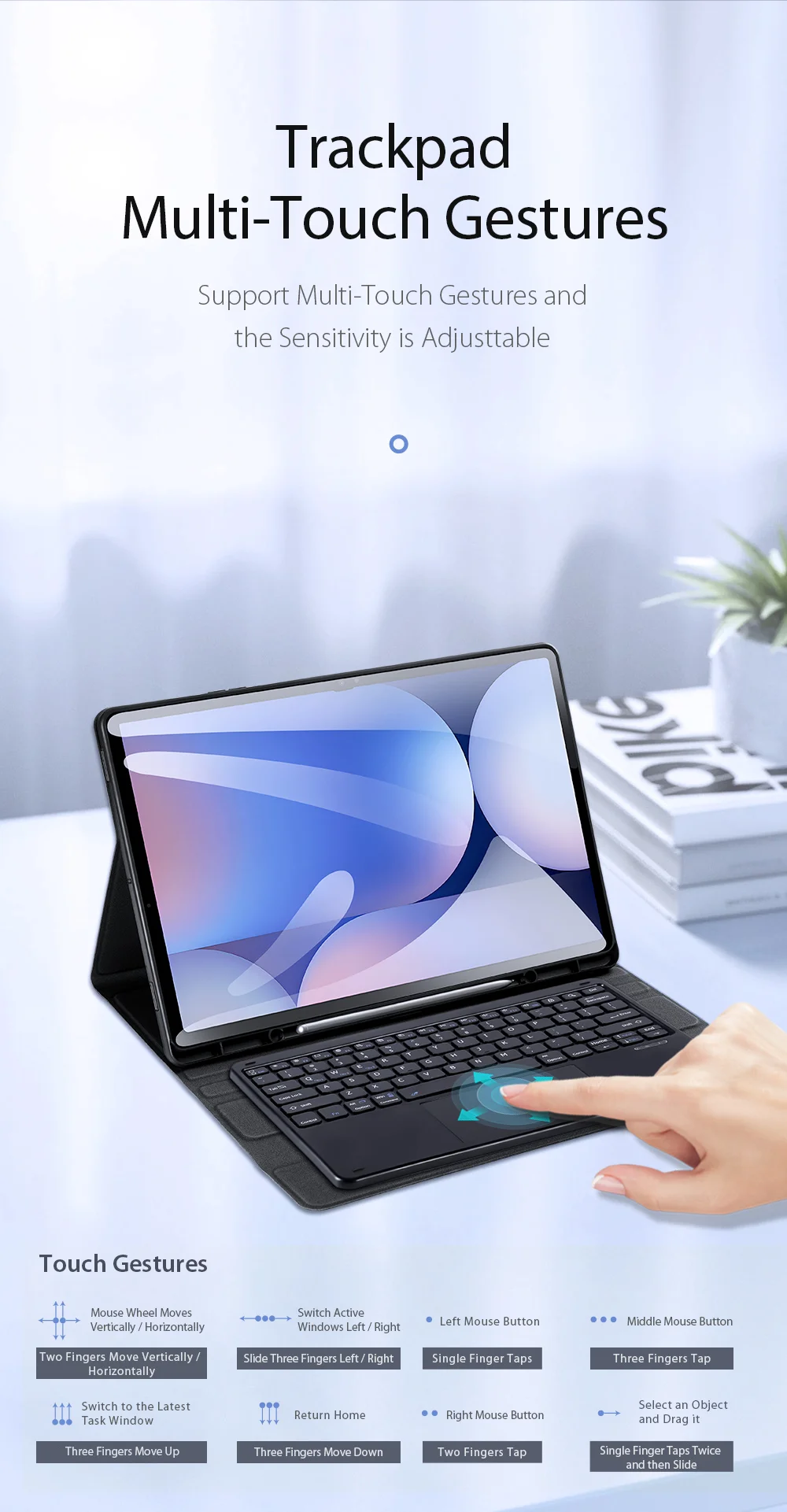 DUX DUCIS Leather Case for Samsung Galaxy Tab S10 Ultra / S9 Ultra / S8 Ultra Bluetooth-Compatible Keyboard + Tablet Cover-Cellmalls