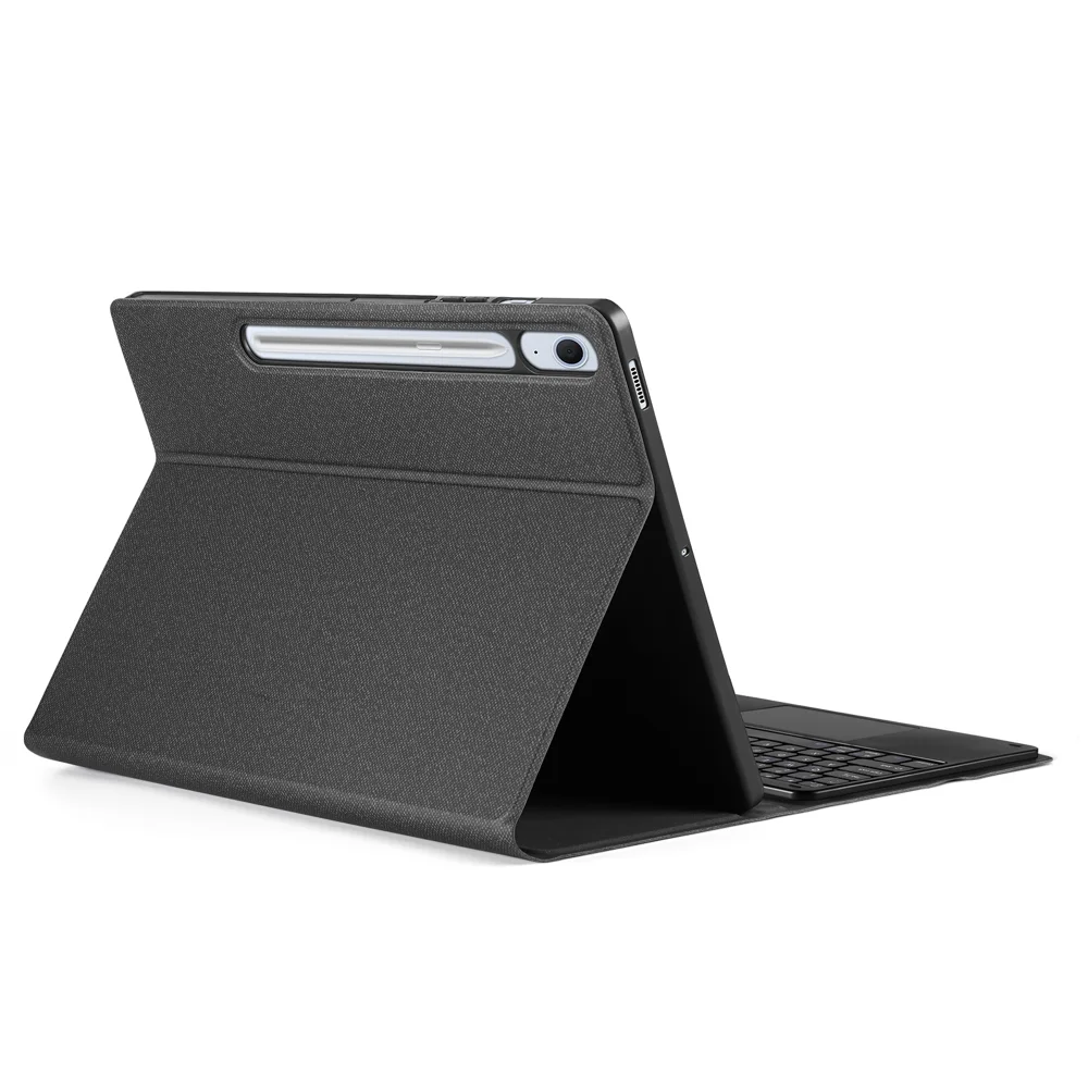 For Samsung Galaxy Tab S10 FE+ Bluetooth-compatible Keyboard DUX DUCIS TK Series Leather Cover Stand with Touchpad - Black-Cellmalls