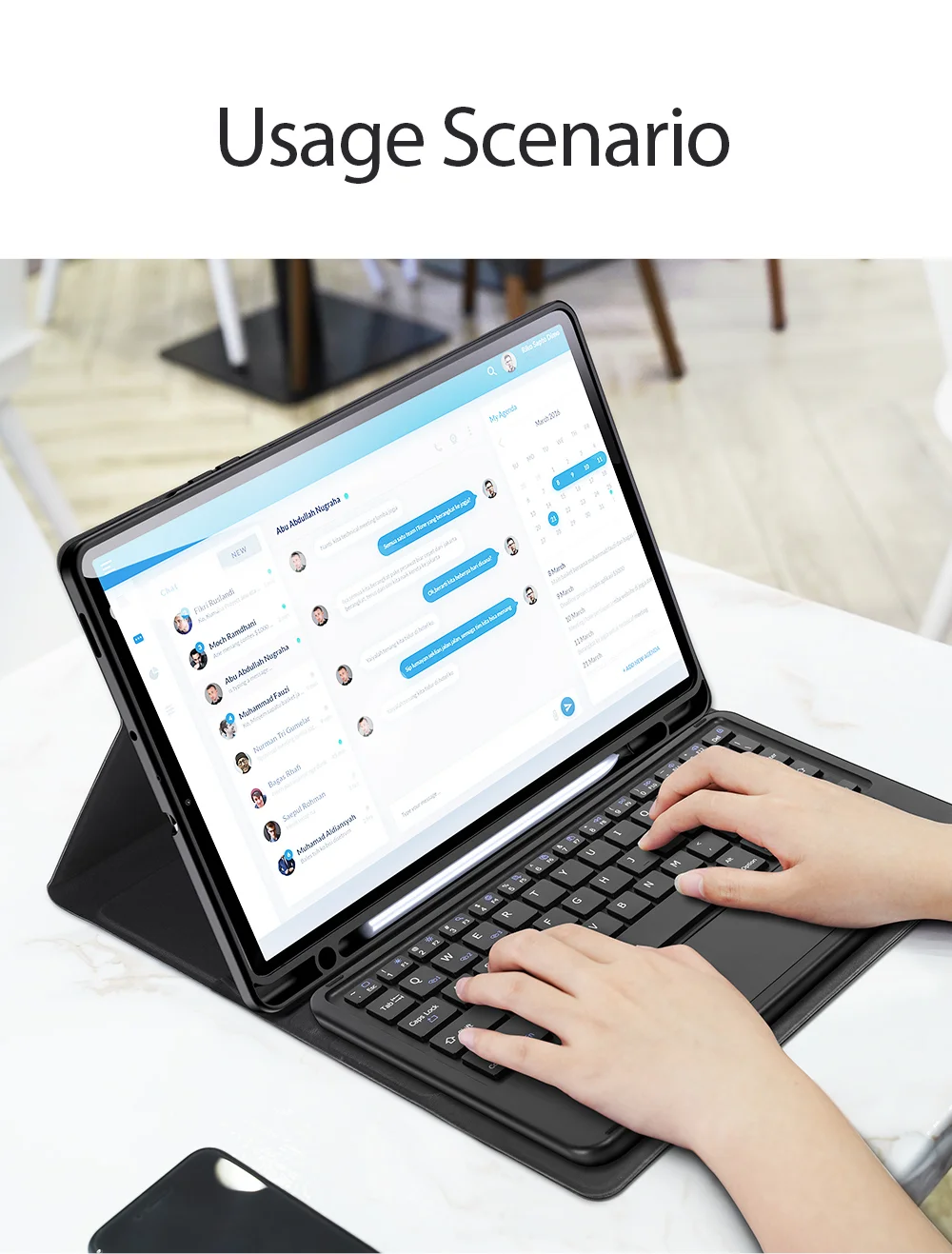 DUX DUCIS Bluetooth-compatible Keyboard Leather Stand Tablet Case for Samsung Galaxy Tab S6 Lite (2020) P610 / P615 / S6 Lite (2022) / (2024)-Cellmalls