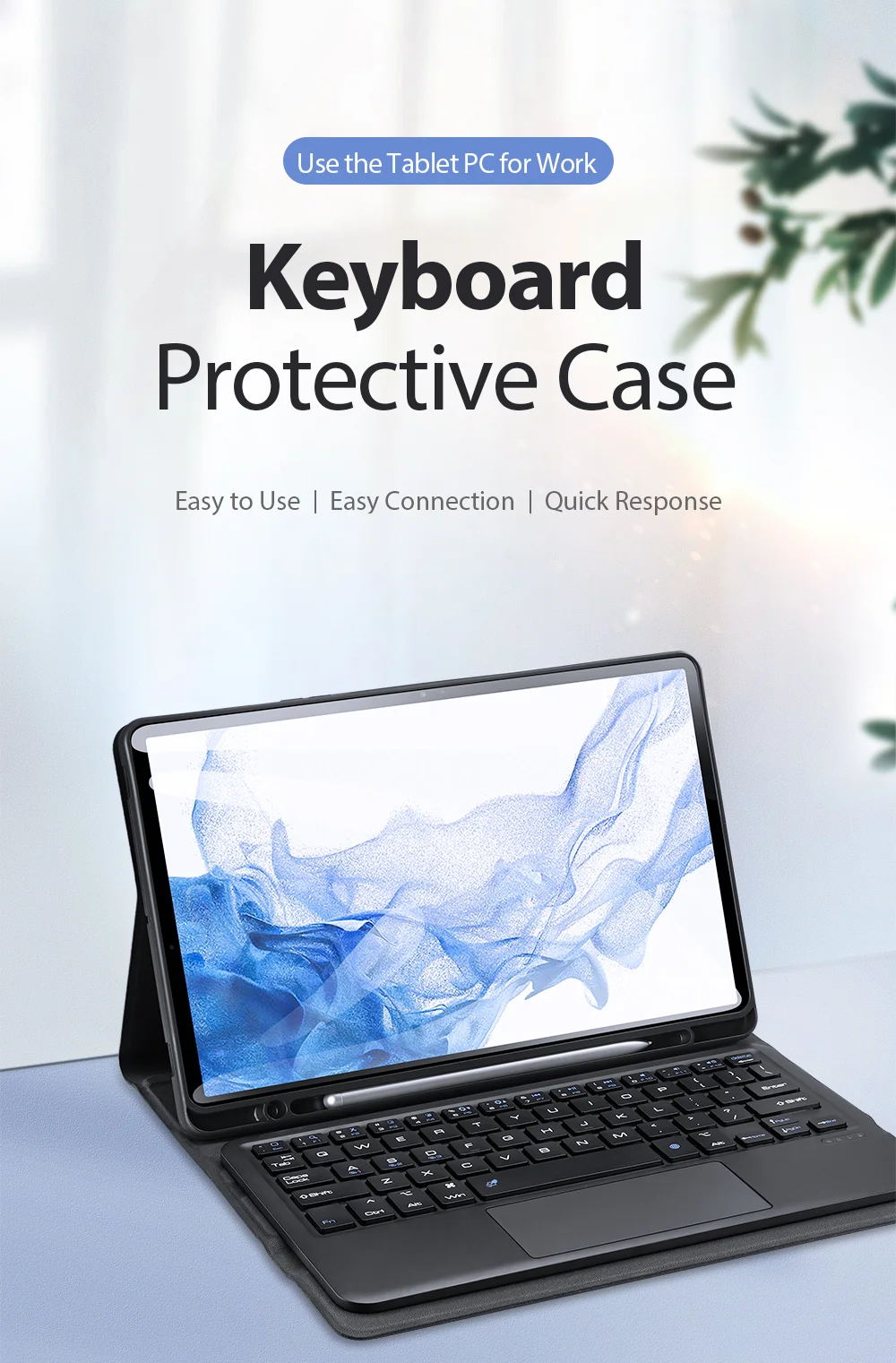 DUX DUCIS 2 in 1 Bluetooth-compatible Keyboard Full Protection Leather Tablet Stand Case for Samsung Galaxy Tab S7/Tab S8-Cellmalls