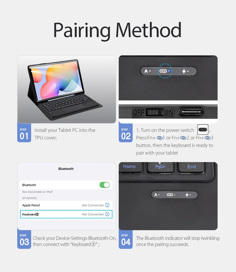DUX DUCIS Bluetooth-compatible Keyboard Leather Stand Tablet Case for Samsung Galaxy Tab S6 Lite (2020) P610 / P615 / S6 Lite (2022) / (2024)-Cellmalls