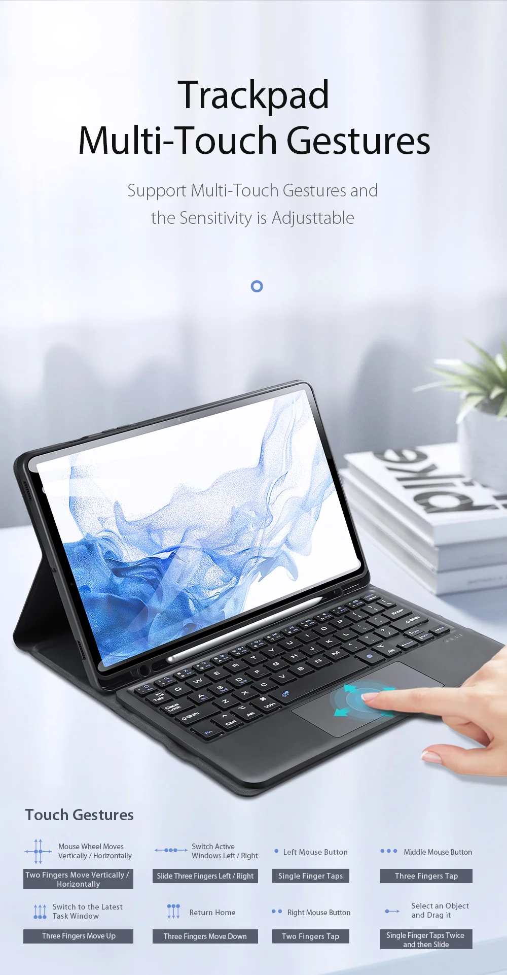 DUX DUCIS 2 in 1 Bluetooth-compatible Keyboard Full Protection Leather Tablet Stand Case for Samsung Galaxy Tab S7/Tab S8-Cellmalls