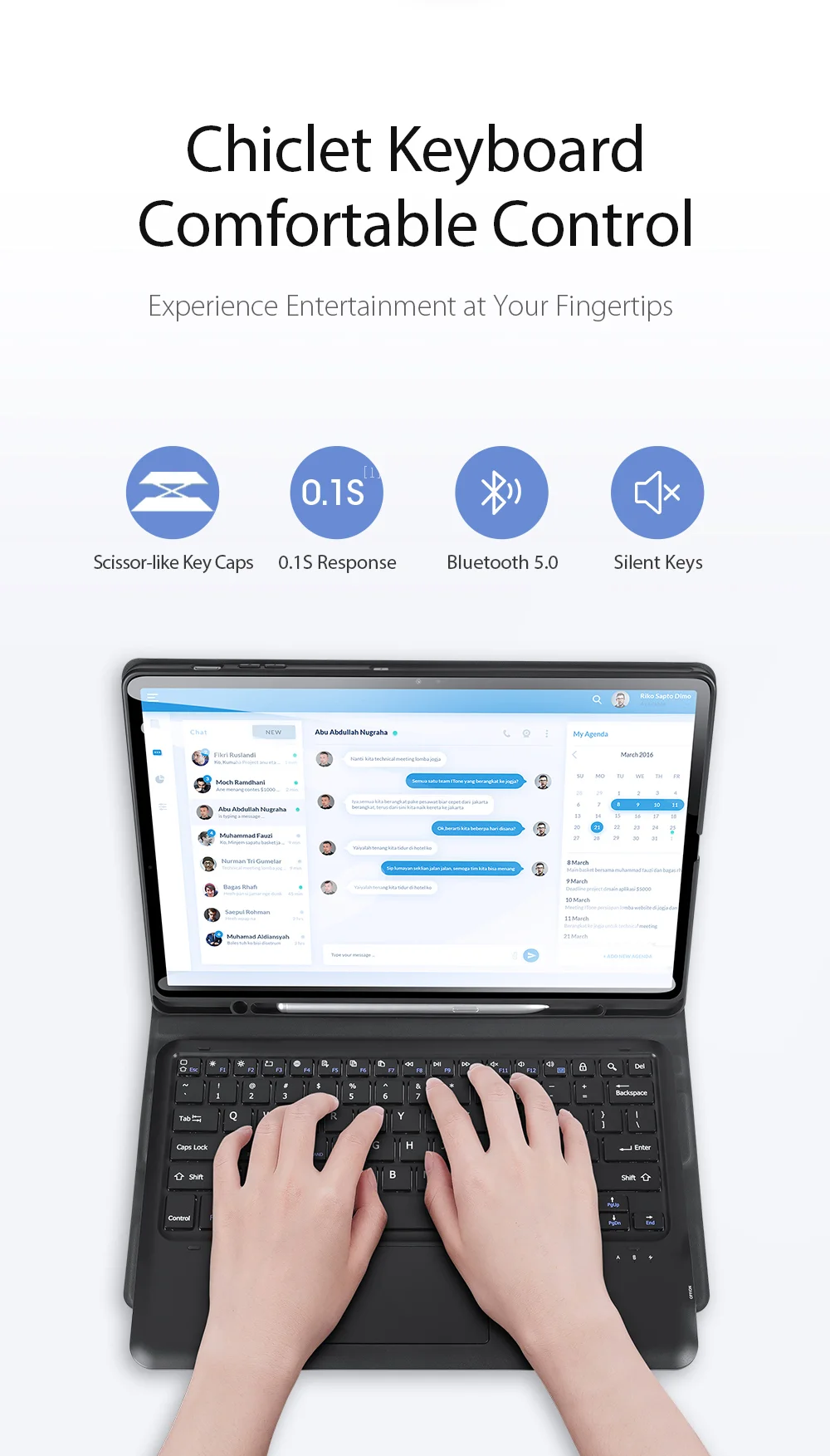 DUX DUCIS Magnet Connection Bluetooth-compatible Keyboard Leather Tablet Stand Case Protector Shell for Samsung Galaxy Tab S7 FE / Tab S7+ / Tab S8+-Cellmalls