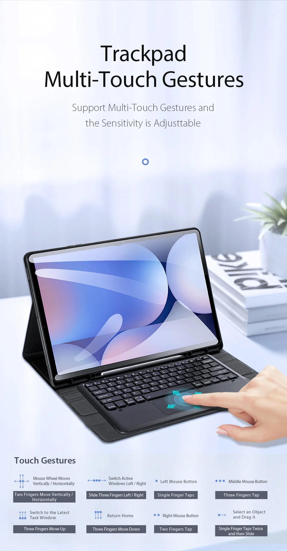 DUX DUCIS For Samsung Galaxy Tab S8 Ultra Keyboard Case Protective Cover Tablet Case Detachable Wireless Bluetooth-compatible Keyboard with Touchpad-Cellmalls